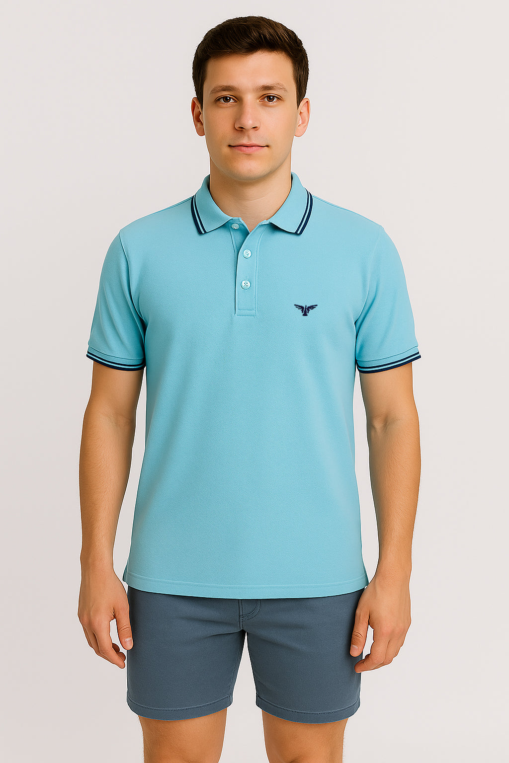 Turquoise Twin Tipped Polo T-Shirt