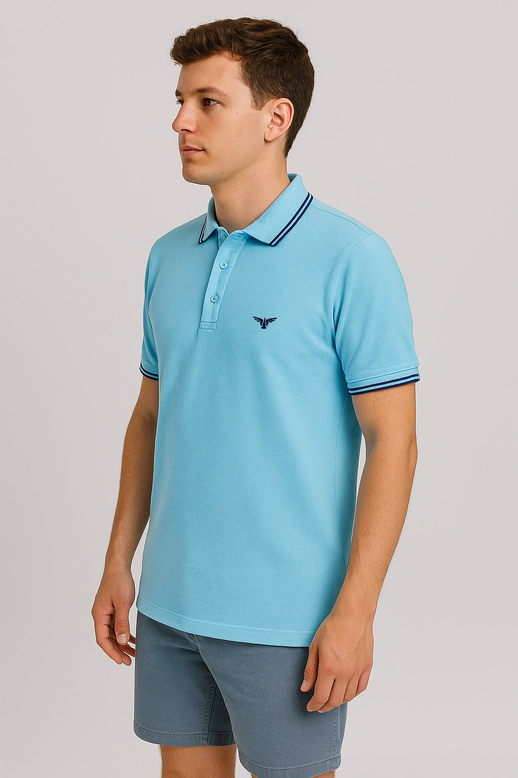 Turquoise Twin Tipped Polo T-Shirt