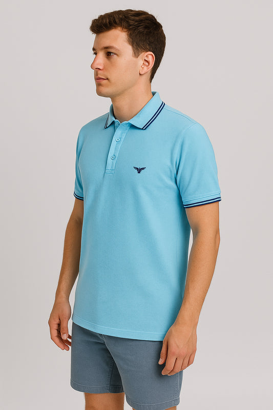 Turquoise Twin Tipped Polo T-Shirt