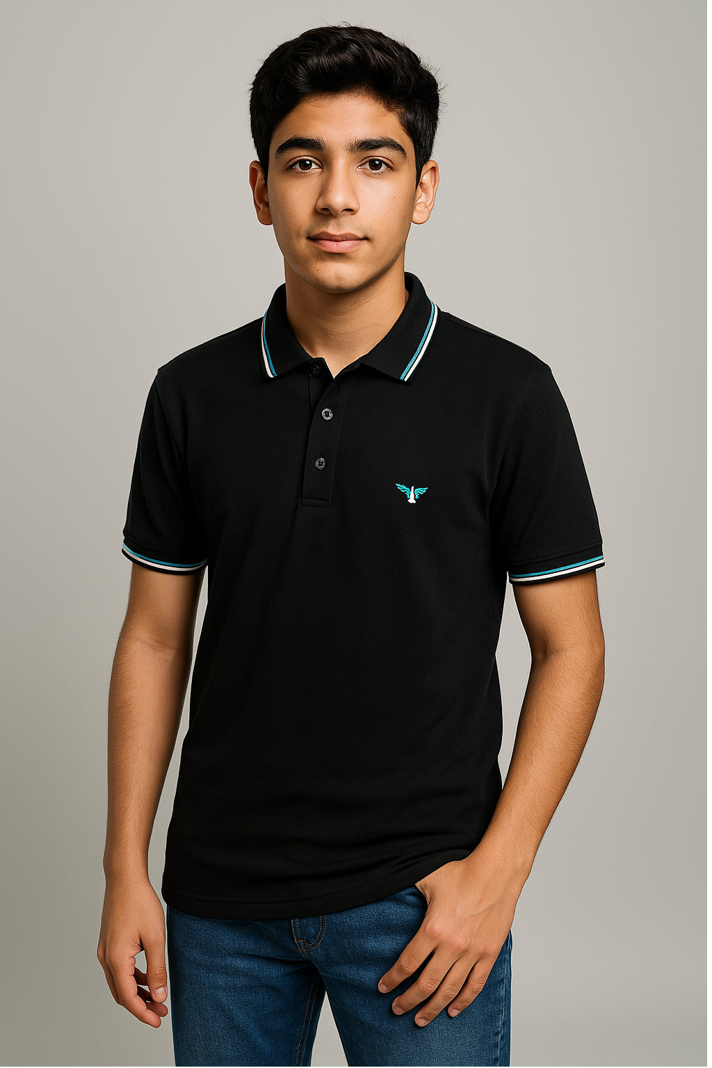 Black Twin Tipped Polo T-Shirt