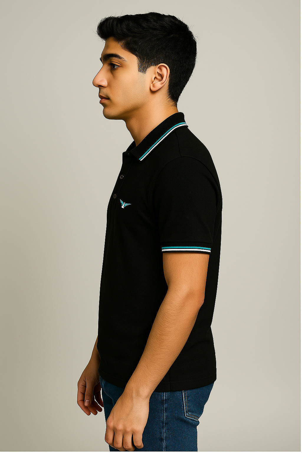 Black Twin Tipped Polo T-Shirt