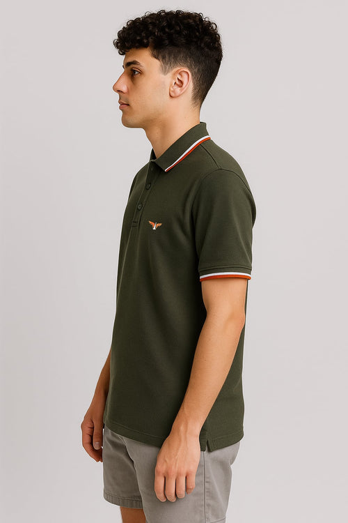 Green Twin Tipped Polo T-Shirt