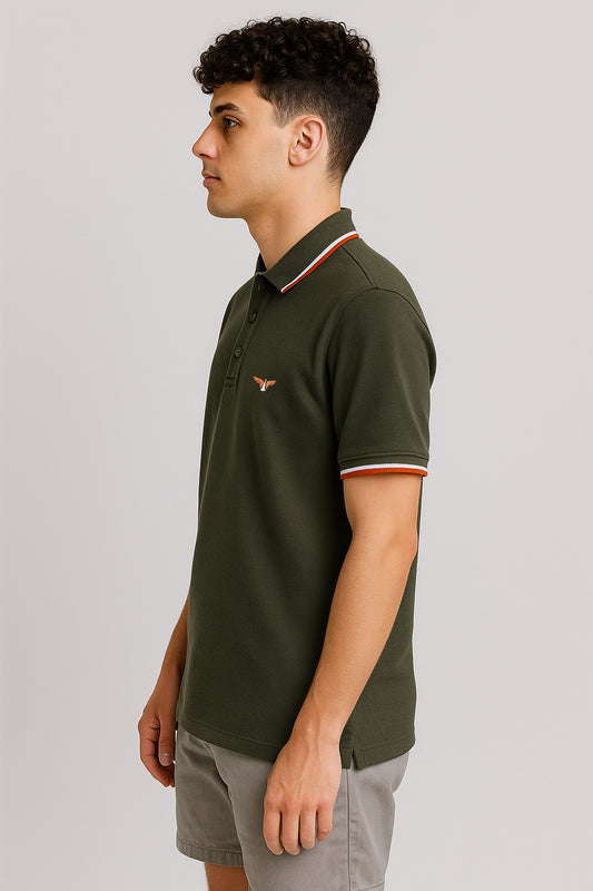 Green Twin Tipped Polo T-Shirt