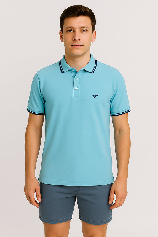Turquoise Twin Tipped Polo T-Shirt